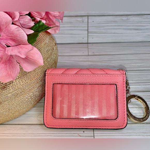 SoldVictorias Secret Matching Crossbody Handbag & Bifold Keychain Wallet Salmon - Picture 10 of 14